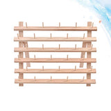 Exceart Thread Storage Rack 30 Spool Cone Foldable Wood Thread Rack Stand Embroidery Machine Holds DIY Bobbin Thread Organizer for Embroidery Craft EXCEART