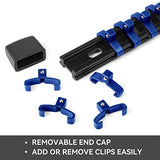 ALOANES 9 PC ABS Socket Organizer, 1/2 inch, 3/8 inch and 1/4 inch Drive Socket Rail Holders, Heavy Duty Socket Racks, Black Rails with Red, Blue and ALOANES