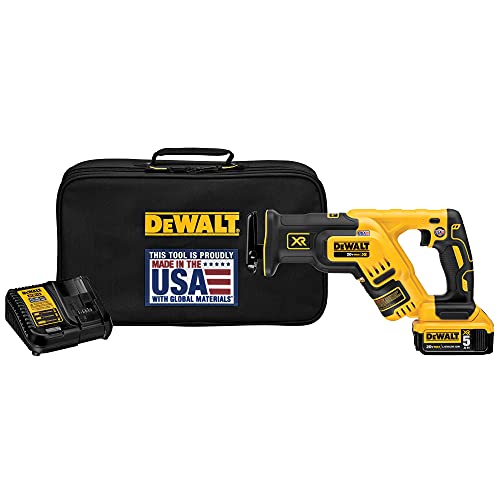 DEWALT 20V MAX XR Compact Reciprocating Saw, 5.0-Amp Hour, Cordless (DCS367P1) DEWALT