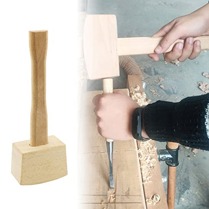 DGHAOP Wooden Mallet Solid Beech Carpenter Wood Hammer Handle Smooth Surface Leathercraft and Woodworking Tool - WoodArtSupply