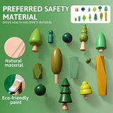 Macabaka Wooden Tree Toy Set 14 Pieces Wooden Sorting Stacking Balancing Stone Rocks Natural Wooden Mini Trees for Home Decor, Cake Topper and Macabaka