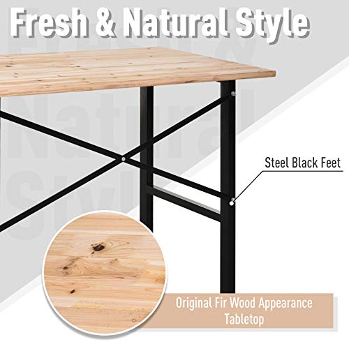 HOMCOM 46" L x 28" W Fir Wood Work Bench, Tool Table for Garage with X-Shape Bracket for High Stability, and Large Tabletop, Natural/Black HOMCOM