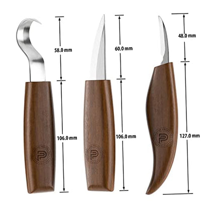 PPI Wood Carving Tools 10 in 1 Wood Carving Kit Whittling Kit - Includes Whittling Knife, Detail & Hook Knife, Cut Resistant Gloves & Carving Knife