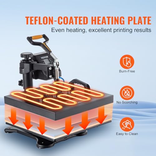 VEVOR Heat Press Machine, 15" x 15" 6 in 1 Combo Heat Press, Heat Transfer Machine 360-Degree Swing Away Digital Shirt Printing, Multi-function Heat VEVOR