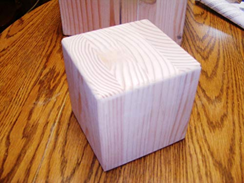 5-Inch Natural Unfinished Wood Blocks - Set of Two (2) Wooden Cubes (Each is Five Inches Square) Steve's Gift Shoppe