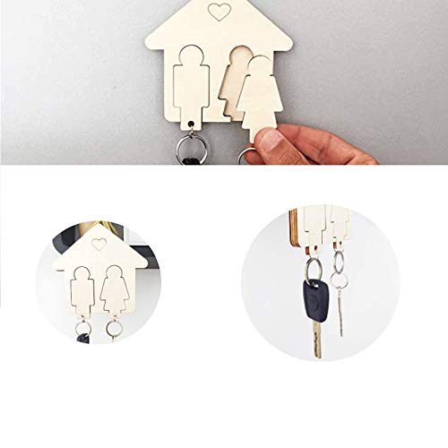 House Shape Wooden Wall Key Holders Wood Key Hook Unfinished Wood Wall Decoration 6”x6” - WoodArtSupply