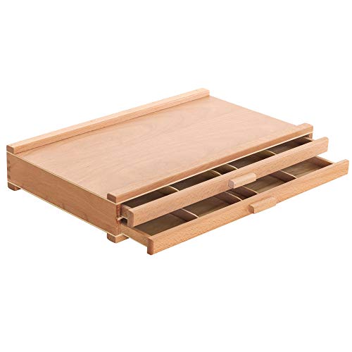 US Art Supply 2-Drawer Artist Wood Pastel, Pen, Marker Storage Box US Art Supply