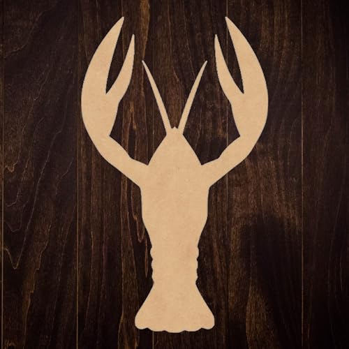 Wooden Crawfish 10 Inch Craft Cutout, Unfinished Wood Animal MDF Shape, Paintable Door Hanger NEXTCraft
