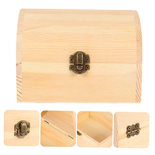 FUNOMOCYA 1pc Pirate Treasure Chest Wooden Box Jewelry Case Containers with  Lids Wood Pirate Chest Unfinished Wooden Treasure Chest Wood Boxes for