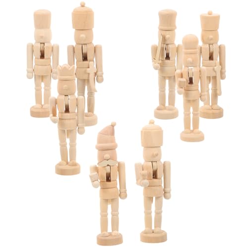 MAGICLULU 8Pcs Christmas Wooden Unfinished Nutcracker Wooden Nutcracker to Paint Unpainted Nutcracker for Christmas DIY Craft MAGICLULU