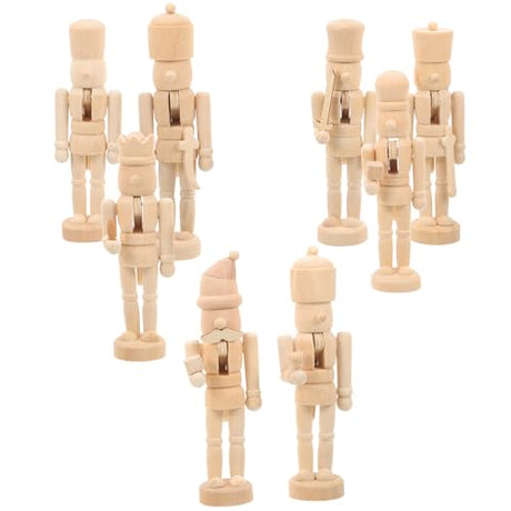 MAGICLULU 8Pcs Christmas Wooden Unfinished Nutcracker Wooden Nutcracker to Paint Unpainted Nutcracker for Christmas DIY Craft MAGICLULU