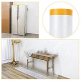 LISHINE 4 Pcs Tape and Drape 5 Ft x 65 Ft Pre-Taped Masking Film Plastic Painting Drop Film Painters Plastic Sheeting Roll Masking Paper with Tape LISHINE