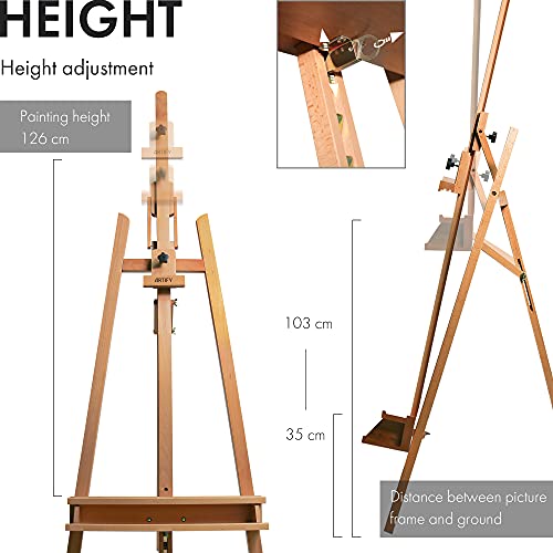 ARTIFY Large A-Frame Adjustable Painters Easel, Solid Beechwood Easel, Studio Easel with Brush Holder for Adults ARTIFY art supplies
