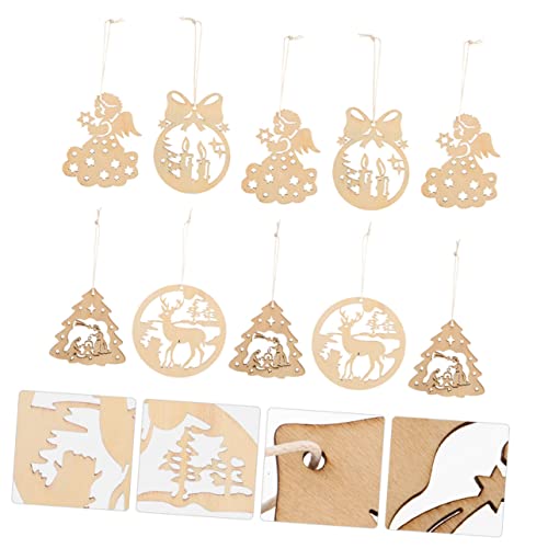 ABOOFAN 80 Pcs Christmas Ornaments Xmas Unfinished Hanging Slices Christmas Unfinished Wood Slices Christmas Wood Embellishments Wood Snowflake ABOOFAN