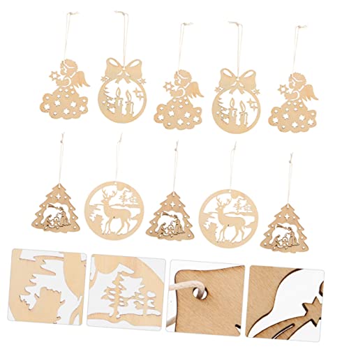 ABOOFAN 80 Pcs Christmas Ornaments Xmas Unfinished Hanging Slices Christmas Unfinished Wood Slices Christmas Wood Embellishments Wood Snowflake