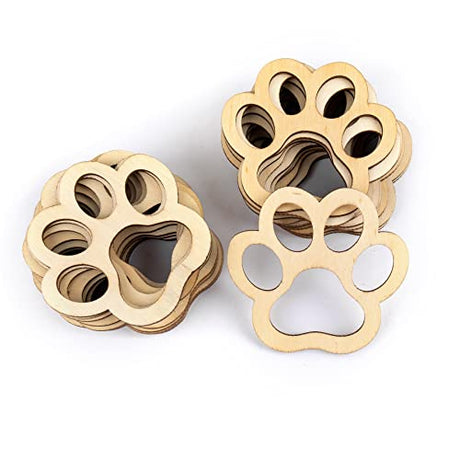 Framendino, 24 Pack Unfinished Wood Pet Paw Cutouts Blank Wooden Dog Cat Claws Cutout for DIY Crafts Painting Framendino