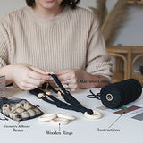 Macrame Kit-Black Edition-Makes 3 Macrame Plant Hangers with Easy to Follow Instructions for Adult Beginners - Includes 109 Yards 3mm Cotton Macrame Aesthetic Creative