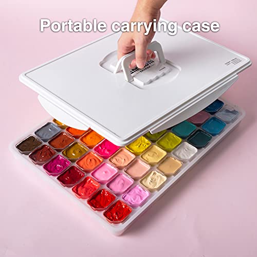 Gouache Paint Set, 56 Colors x 30ml Unique Jelly Cup Design in a Carrying Case, Gouache Opaque Watercolor Painting Perfect Art Supplies for Artists, Henyiewl