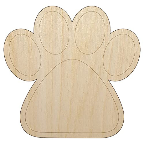 Paw Print Solid Unfinished Wood Shape Piece Cutout for DIY Craft Projects - 1/8 Inch Thick - 6.25 Inch Size Sniggle Sloth