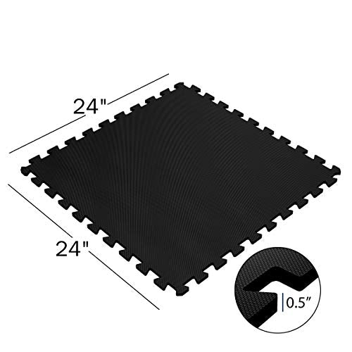 EVA Foam Mat Tiles 4-Pack - 16 SQ FT of Interlocking Padding for Garage, Playroom, or Gym Flooring - Workout Mat or Baby Playmat by Stalwart (Black) - WoodArtSupply