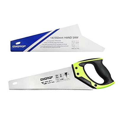 14 in. Pro Hand Saw, 11 TPI Fine-Cut Soft-Grip Hardpoint Handsaw Perfect for Sawing, Trimming, Gardening, Cutting Wood, Drywall, Plastic Pipes, Sharp