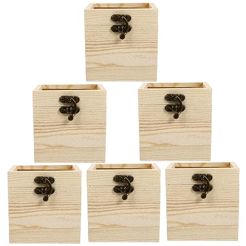 Holibanna 6 Pcs Wooden Box with Glass Lid Candy Unfinished Wooden Chest Earring Display Holder Jewelry Container Glass Jewelry Keepsake Necklace Case Holibanna