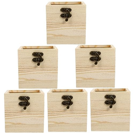 Holibanna 6 Pcs Wooden Box with Glass Lid Candy Unfinished Wooden Chest Earring Display Holder Jewelry Container Glass Jewelry Keepsake Necklace Case Holibanna