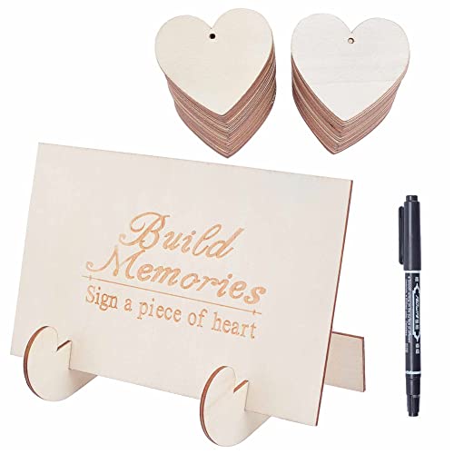 CRASPIRE Wedding Guest Book Alternative, for Guests to Sign with 3PCS Pens and 100PCS Wooden Sign Hearts Rustic Wedding Decorations for Wedding - WoodArtSupply