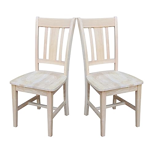 International Concepts Pair of Slat Back Chairs, Unfinished