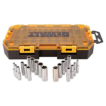 DEWALT Deep Socket Set, 20-Piece, 1/4" Drive Metric/SAE (DWMT73811) - WoodArtSupply