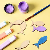 Wooden Crafts Wood Fish Cutout 50pcs Unfinished Wooden Shapes Mini Fish Shaped Slices Pieces DIY Embellishment for Summer Ocean Nautical Decoration VOSAREA
