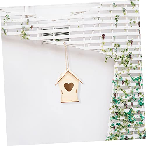 Yardwe 4 Pcs Wooden Bird House Wooden Bird Hut Natural Unfinished Wood Birdhouse Unfinished Birdhouse to Paint Artificial Birds House Bird House Yardwe