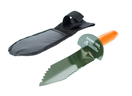 SE Prospector's Choice Dual Serrated Edge Digger Trowel for Gardening or Gold Prospecting, Includes Carrying Sheath, 12 Inch - WoodArtSupply