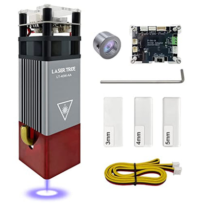 LASER TREE 40W Laser Module, 5W Optical Output Power Laser Cutter Module w/Metal Air Assist, Compatible with Laser Engraver Laser Cutter Machines