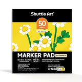 Shuttle Art Marker Pad, 8.3”x7.67” Portable Square Sketchbook, 50 Sheets Marker Drawing Paper, 60LB/90GSM Smooth Surface Bleedproof Art Paper, Shuttle Art