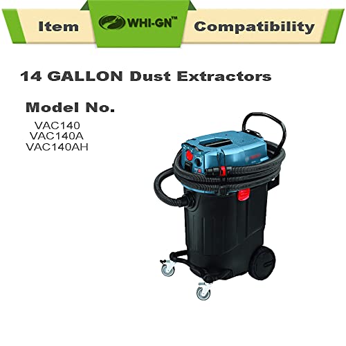 WHI-GN Replacement for BOSCH Bags, VB140F Fleece Filter Bags, compatible with BOSCH 14 Gallon Dust Extractors VAC140 (6 Pack) WHI-GN