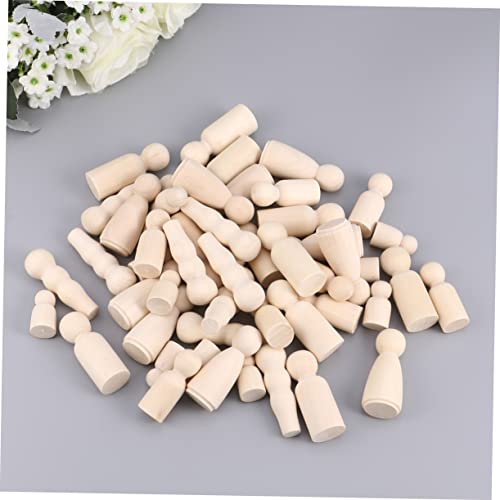 Anneome 50pcs Peg Dolls Unfinished Family Kids Dolls Kids Paint Toys Kids Toys Wood Peg People Wood Manikin for Anneome
