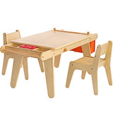 MEEDEN Kids Table and Chair Set, Kids Art Table with 2 Stools, Storage Bag & Paper Roll, Kids Desk & Chair Set, Craft Table and Chairs for Toddlers, MEEDEN