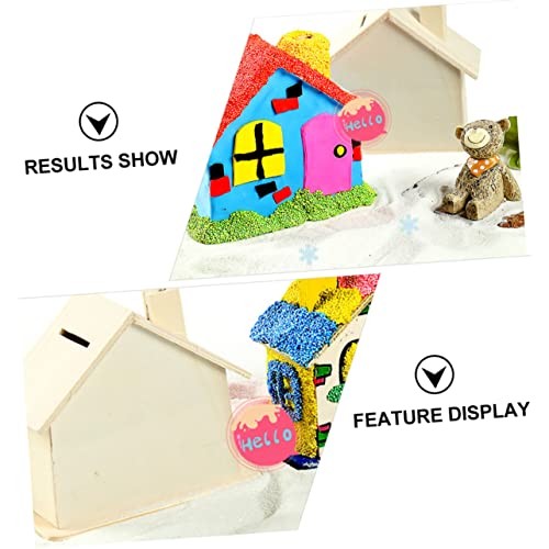Toddmomy 15 pcs Small House Coin Bank House Craft Kit Unfinished Craft Houses Craft for Kids Unfinished Coin Bank DIY Coin Bank Kid Piggy Bank Doddle Toddmomy