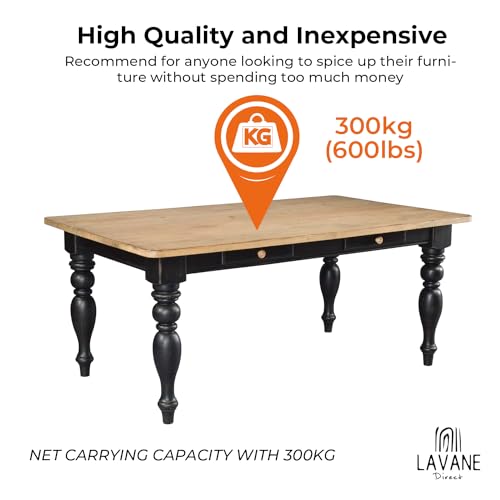 La Vane 29x3.5x3.5inch Chunky Farmhouse Table Legs, Set of 4 Unfinished Rubber Wood Replacement Table Legs for Bench Coffee Table Dining Table La Vane