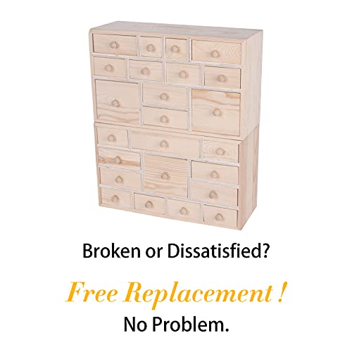 Vencer Set of 2 Wooden Countdown to Christmas Advent Calendar,Craft Storage Organizer with 24 Drawers,DIY Unfinished Wood,Apothecary Cabinet,Kids Vencer