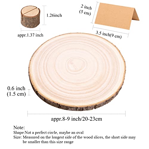 Caydo 10 Pieces 8-9 Inch Wood Slices for Centerpieces with Wood Table Number Holders and Card for Wedding Table Centerpiece Decoration, Parties, - WoodArtSupply