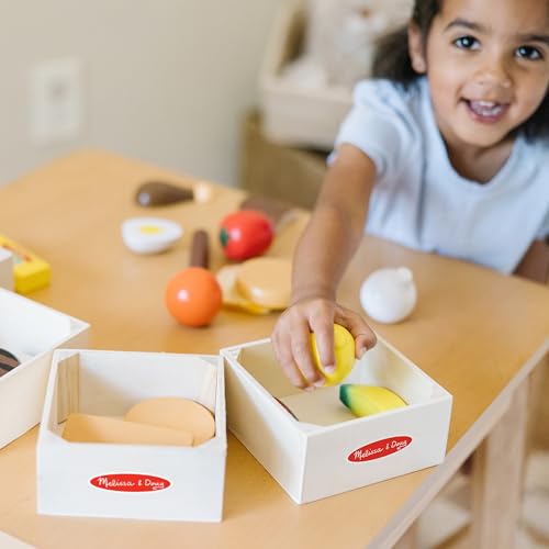 Melissa & Doug Food Groups - 21 Wooden Pieces and 4 Crates, Multi - Play Food Sets For Kids Kitchen, Pretend Food, Toy Food For Toddlers And Kids Melissa & Doug