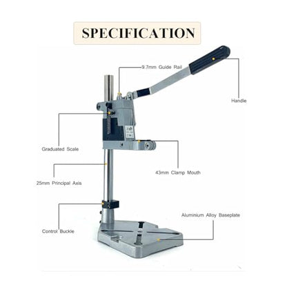 NICCOO Drill Press Stand For Hand Drill, Adjustable Bench Clamp Drill Press Floor Stand Workbench Repair Tool for Drilling Collet Workshop,Single - WoodArtSupply