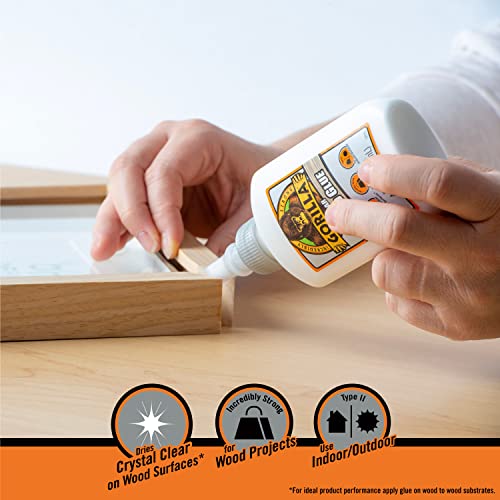 Gorilla Dries Clear Wood Glue, 4oz Bottle (Pack of 2) Gorilla