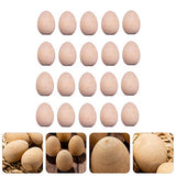 Kisangel 20pcs Unfinished Wood Eggs Smooth Flat Bottom Wooden Easter Craft Eggs for Easter Display Smooth Ready to Paint and Decorate Kisangel