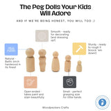 Large Wooden Peg Dolls 3-1/2 inch, Pack of 10 Unfinished Jumbo Dad Peg Doll Figures for Peg People Crafts Woodpeckers