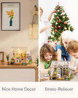 Rowood Wooden Dollhouse DIY Miniature House Kit,Tiny House Kits to Build to Live in,Mayberry Street Craft Model Kits for Adults with LED,Birthday RoWood