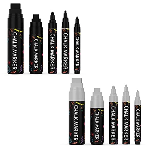 Chalkola Artist Bundle - 5 Black Variety + 5 Silver Variety - WoodArtSupply