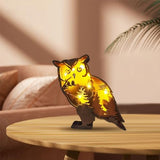 Creative 3D Wooden Owl Lamp - Warm LED Night Light for Home Décor and Gift Ideas Drawelry